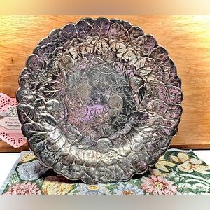 Elegant Silver Plate Decor or Serving Dish Reed & Barton Strawberry & Flowers